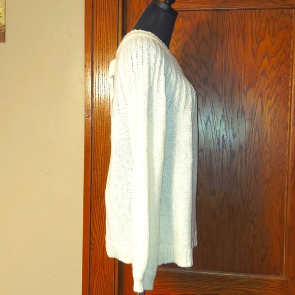 Lauren Conrad Scoop Neck Tie Back Soft Silver Knit Sweater - Picture 7 of 9